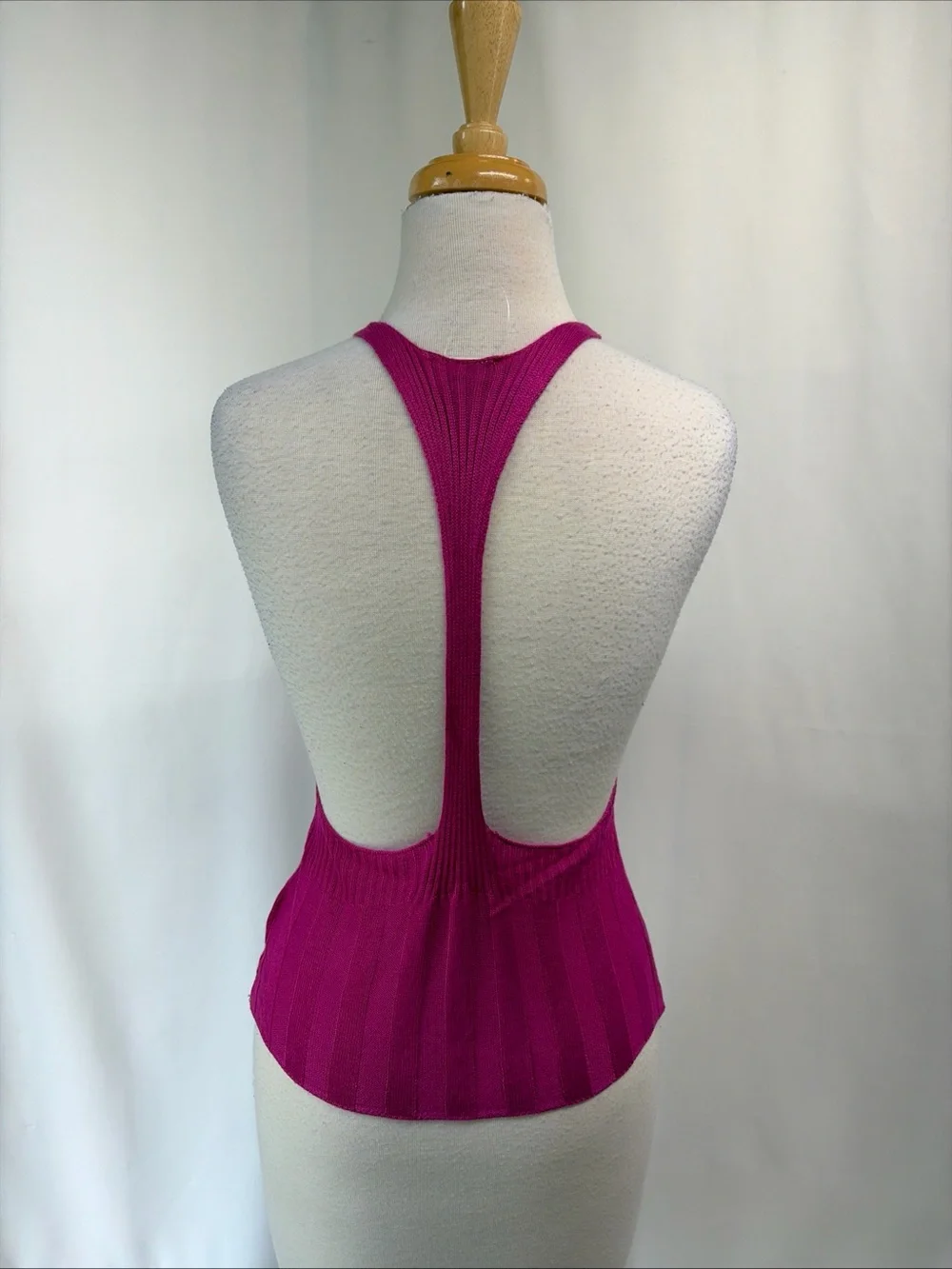 Intimately Free People Medium Magenta Ribbed Racerback Tank Cropped Knit Top - Picture 6 of 9